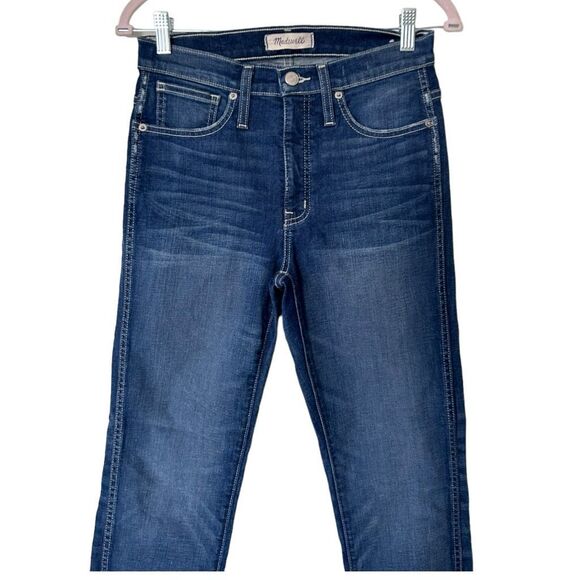 Madewell Blue Denim Stretch Slim Fit Straight Leg Jeans Medium Wash Size 27 - Picture 2 of 12